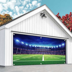 Aperturee - Aperturee Blue Sky Floodlit Grass Goal Garage Door Banner