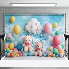 Aperturee - Aperturee Blue Sky Rainbow Colorful Balloons Room Set Backdrop