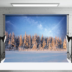 Aperturee - Aperturee Blue Sky Star Sunrise Snowy Forest Winter Backdrop