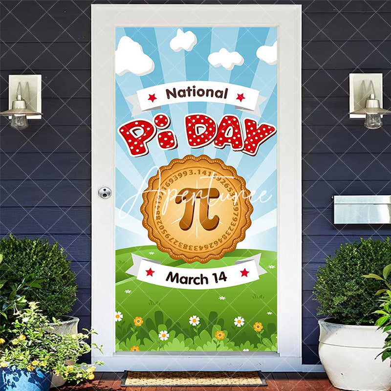 Aperturee - Aperturee Blue Sky Sunlight Grass National Pi Day Door Cover