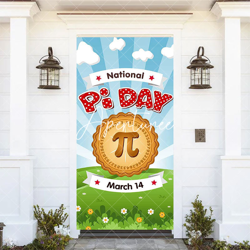 Aperturee - Aperturee Blue Sky Sunlight Grass National Pi Day Door Cover