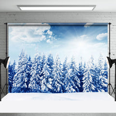 Aperturee - Aperturee Blue Sky Sunshine Winter Forest Photography Backdrop