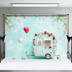 Aperturee - Aperturee Blue Sky Wall Motorhome Rose Valentines Day Backdrop