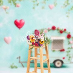 Aperturee - Aperturee Blue Sky Wall Motorhome Rose Valentines Day Backdrop