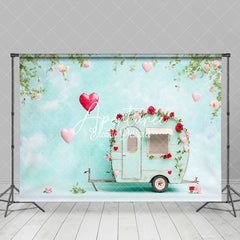 Aperturee - Aperturee Blue Sky Wall Motorhome Rose Valentines Day Backdrop