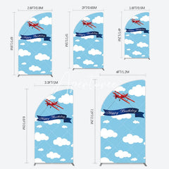 Aperturee - Aperturee Blue Sky White Cloud Airplane Birthday Half Moon Arch Backdrop