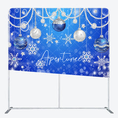 Aperturee - Aperturee Blue Snowflake Bell Christmas Pillow Case Backdrop