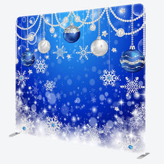 Aperturee - Aperturee Blue Snowflake Bell Christmas Pillow Case Backdrop