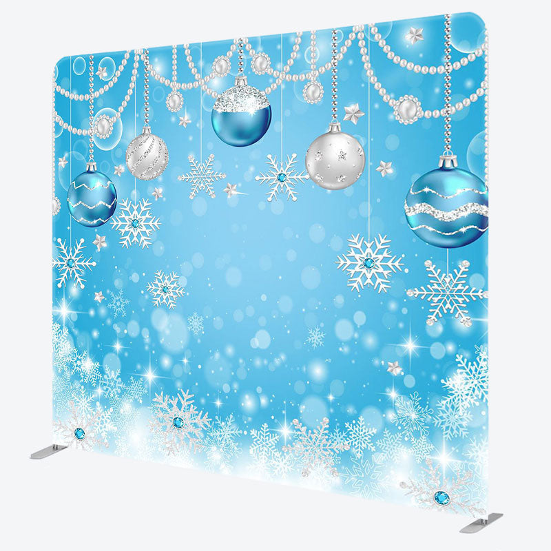 Aperturee - Aperturee Blue Snowflakes Christmas Bell Pillow Case Backdrop