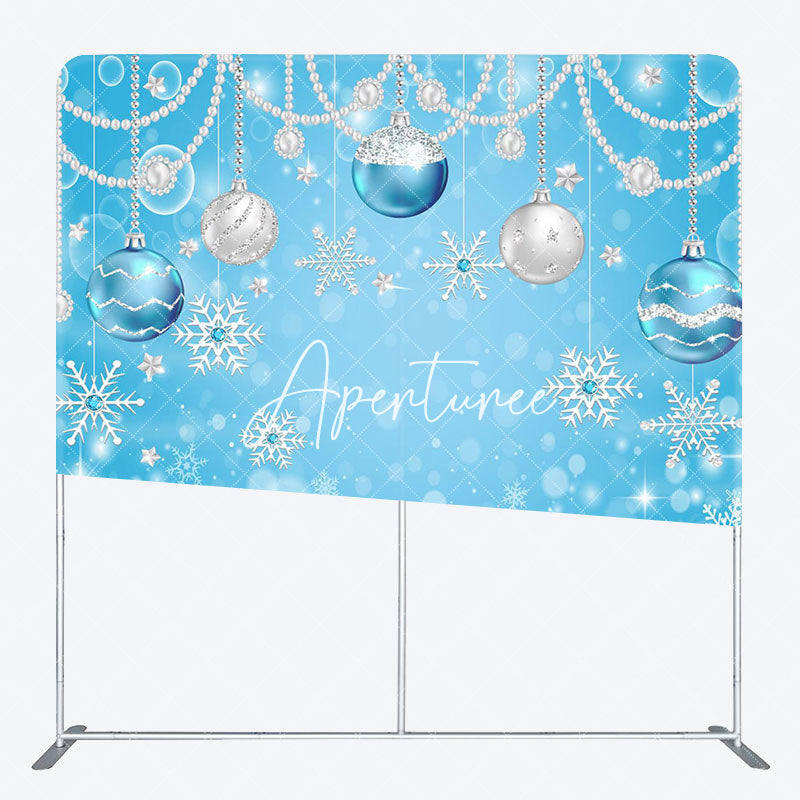 Aperturee - Aperturee Blue Snowflakes Christmas Bell Pillow Case Backdrop