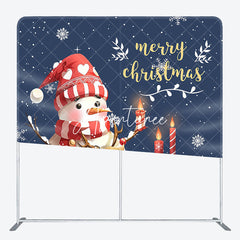 Aperturee - Aperturee Blue Snowman Elk Candle Xmas Pillow Case Backdrop