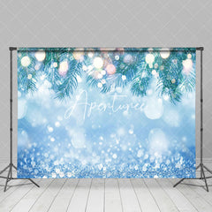 Aperturee - Aperturee Blue Snowy Snowflake Leaves Bokeh Christmas Backdrop