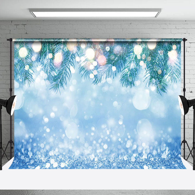 Aperturee - Aperturee Blue Snowy Snowflake Leaves Bokeh Christmas Backdrop