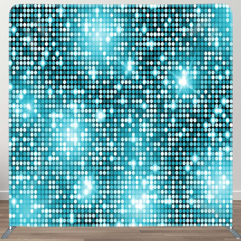 Aperturee - Aperturee Blue Sparkle Sequins Party Square Tension Backdrop