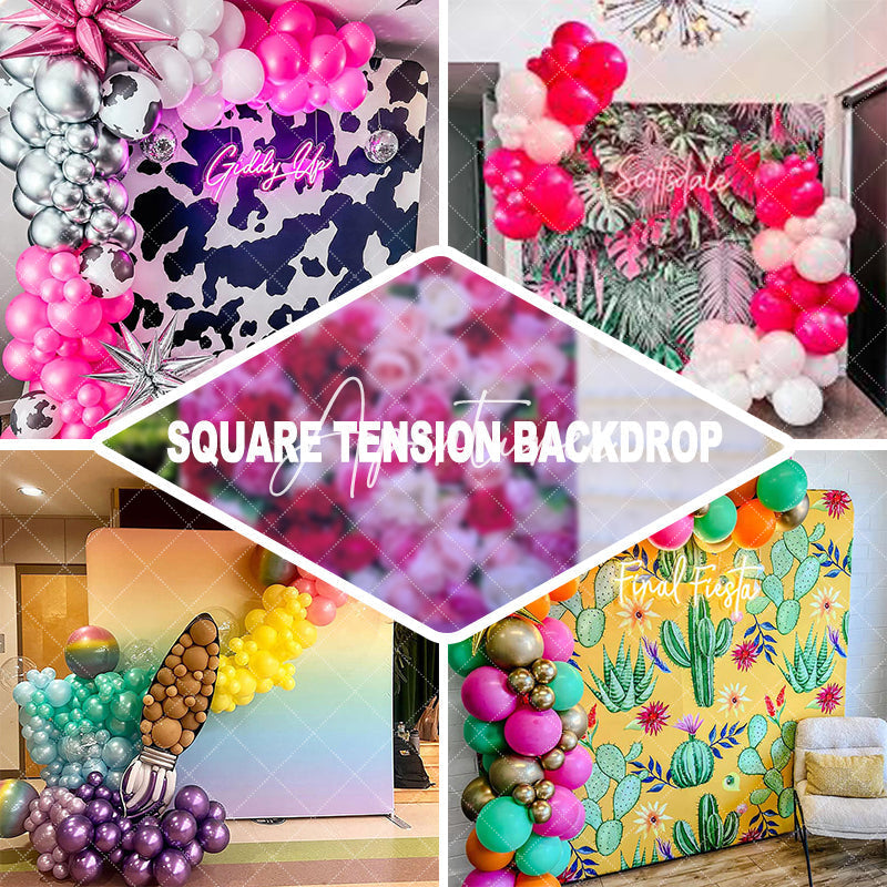 Aperturee - Aperturee Blue Sparkle Sequins Party Square Tension Backdrop