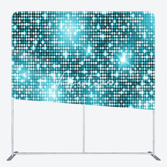 Aperturee - Aperturee Blue Sparkle Sequins Party Square Tension Backdrop