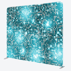 Aperturee - Aperturee Blue Sparkle Sequins Party Square Tension Backdrop