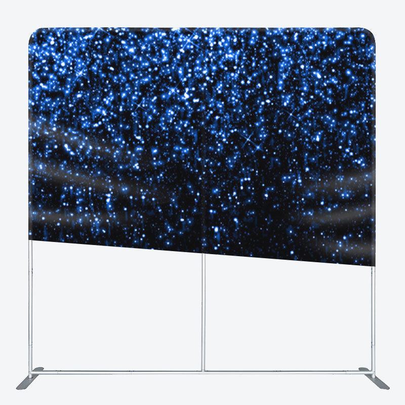 Aperturee - Aperturee Blue Sparkling Black Fabric Party Photo Backdrop Cover