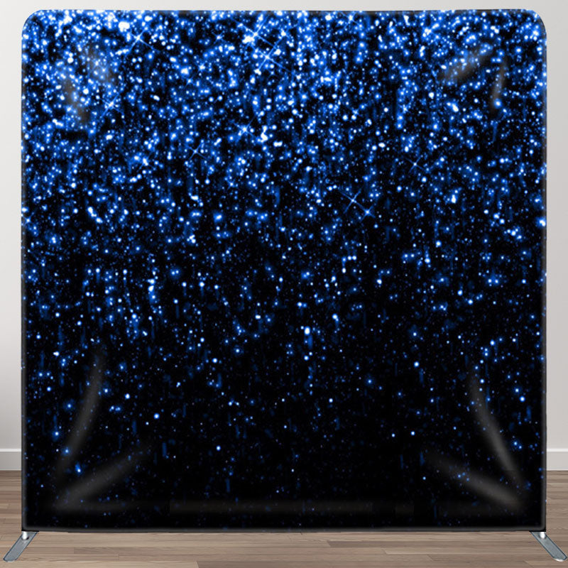 Aperturee - Aperturee Blue Sparkling Black Fabric Party Photo Backdrop Cover