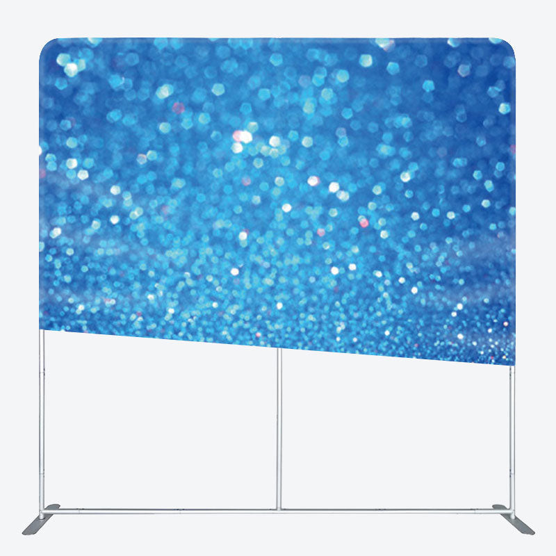 Aperturee - Aperturee Blue Sparkling Bokeh Fabric Party Backdrop Cover