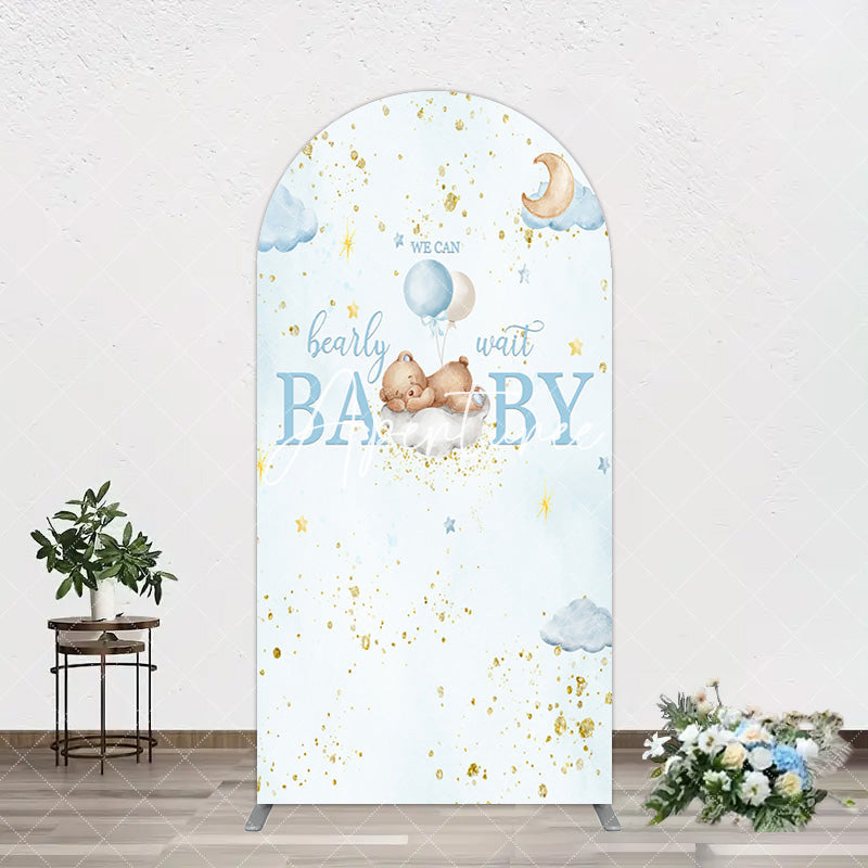 Aperturee - Aperturee Blue Star Night Bearly Wait Baby Shower Arch Backdrop