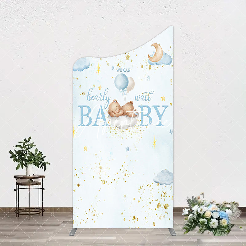 Aperturee - Aperturee Blue Star Night Bearly Wait Baby Shower Arch Backdrop