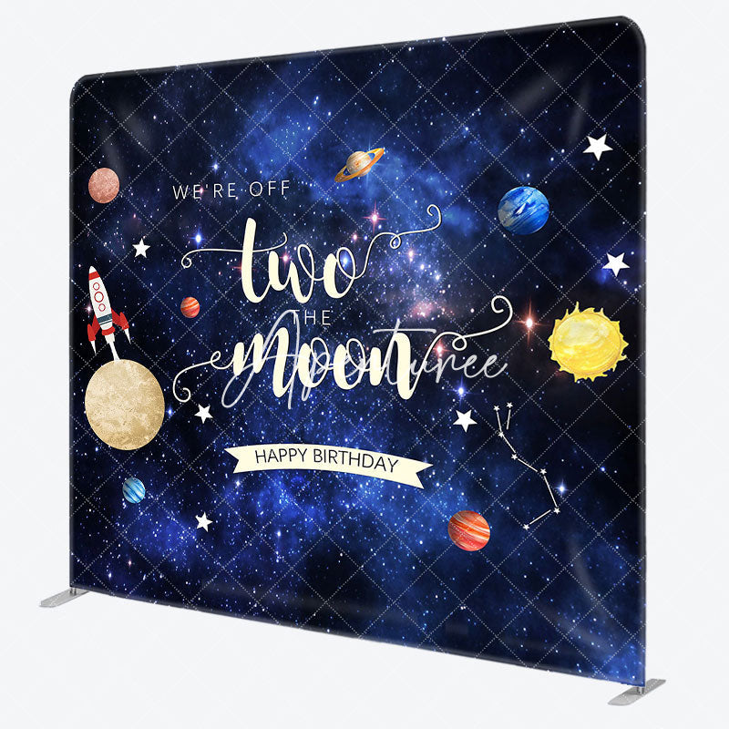 Aperturee - Aperturee Blue Starry Galaxy 2nd Birthday Pillow Case Backdrop