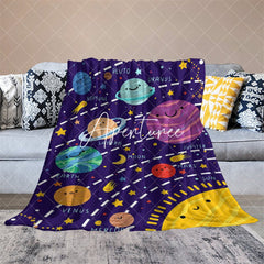 Aperturee - Aperturee Blue Starry Galaxy Solar System Custom Name Blanket