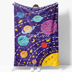 Aperturee - Aperturee Blue Starry Galaxy Solar System Custom Name Blanket