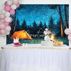 Aperturee - Aperturee Blue Starry Night Forest Camping Birthday Backdrop