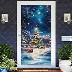 Aperturee - Aperturee Blue Starry Night Xmas Tree Christmas Door Cover