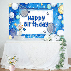 Aperturee - Aperturee Blue Starry Tennis Sports Happy Birthday Backdrop