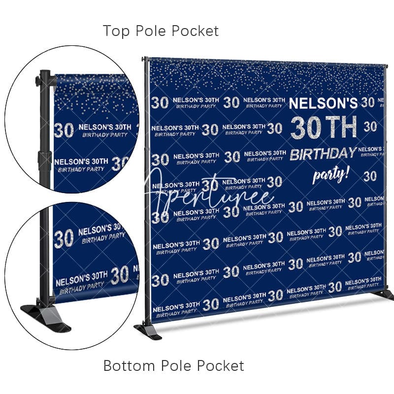 Aperturee - Aperturee Blue Step And Repeat Custom 30th Birthday Backdrop