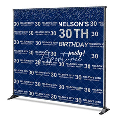 Aperturee - Aperturee Blue Step And Repeat Custom 30th Birthday Backdrop