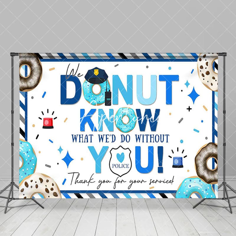 Aperturee - Aperturee Blue Stripe Donut Konw Thank You Police Backdrop