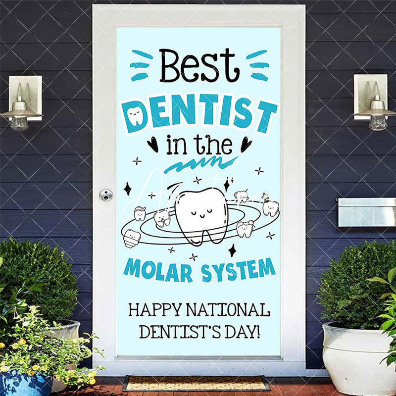 Aperturee - Aperturee Blue Tooth Happy National Dentists Day Door Cover