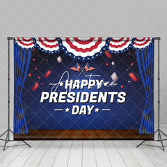 Aperturee - Aperturee Blue Usa Flag Stage Curtain Presidents Day Backdrop