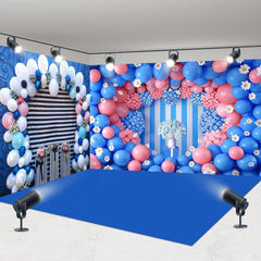 Aperturee - Aperturee Blue Wall Balloons Valentines Day Room Set Backdrop