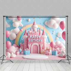 Aperturee - Aperturee Blue Wall Cloud Castle Rainbow Cake Smash Backdrop