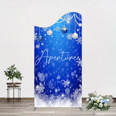 Aperturee - Aperturee Blue White Bokeh Snowy Bells Christmas Arch Backdrop