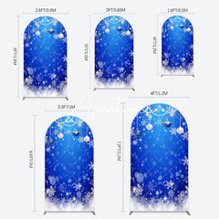 Aperturee - Aperturee Blue White Bokeh Snowy Bells Christmas Arch Backdrop