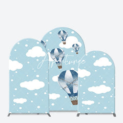 Aperturee - Aperturee Blue White Cloud Hot Air Balloon Party Arch Backdrop