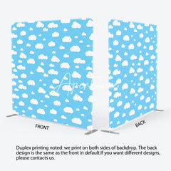 Aperturee - Aperturee Blue White Clouds Birthday Party Pillow Case Backdrop