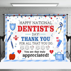 Aperturee - Aperturee Blue White Dots Happy National Dentists Day Backdrop