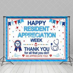 Aperturee - Aperturee Blue White Happy Resident Appreciation Week Backdrop