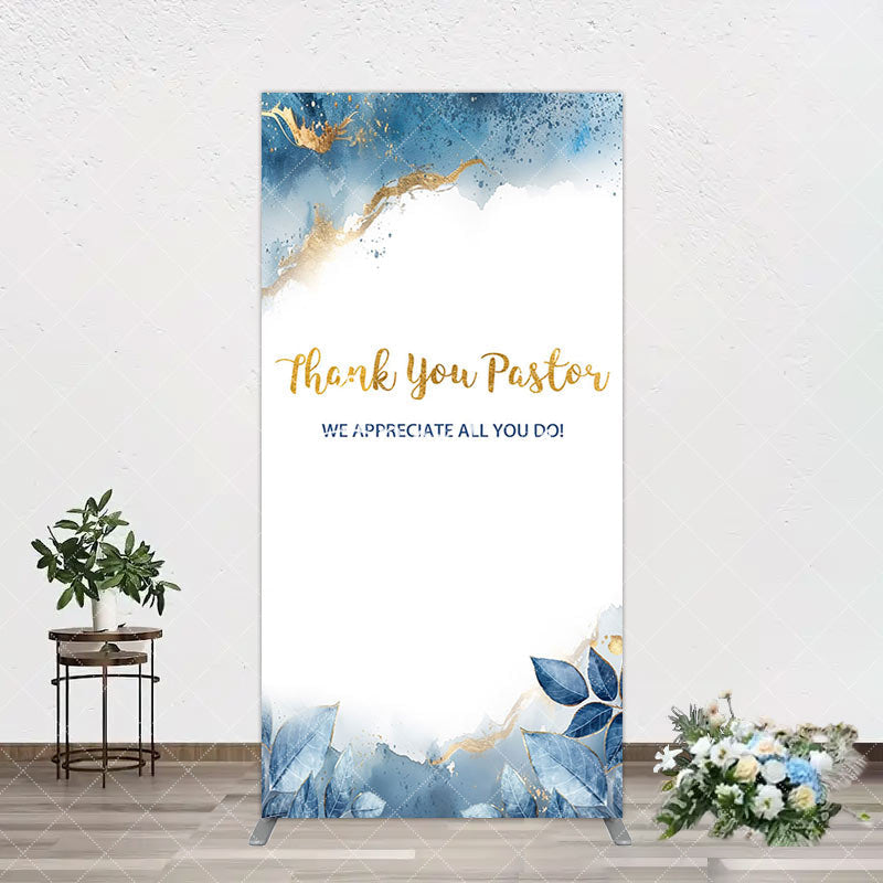 Aperturee - Aperturee Blue White Marbled Thank You Pastor Arch Backdrop