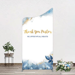 Aperturee - Aperturee Blue White Marbled Thank You Pastor Arch Backdrop