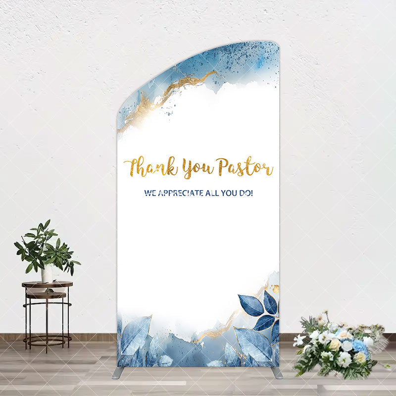 Aperturee - Aperturee Blue White Marbled Thank You Pastor Arch Backdrop