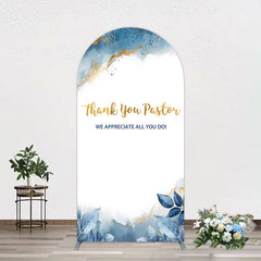 Aperturee - Aperturee Blue White Marbled Thank You Pastor Arch Backdrop