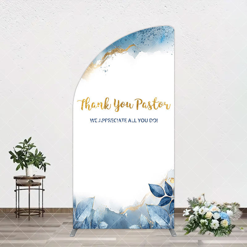 Aperturee - Aperturee Blue White Marbled Thank You Pastor Arch Backdrop